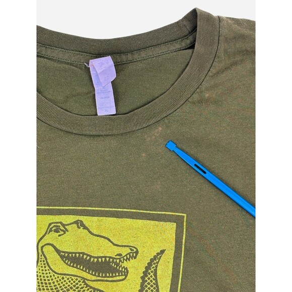 Louisiana Alligator Accordion T-Shirt Olive Green Folk Art Cajun Zydeco Jazz XL - Picture 3 of 8